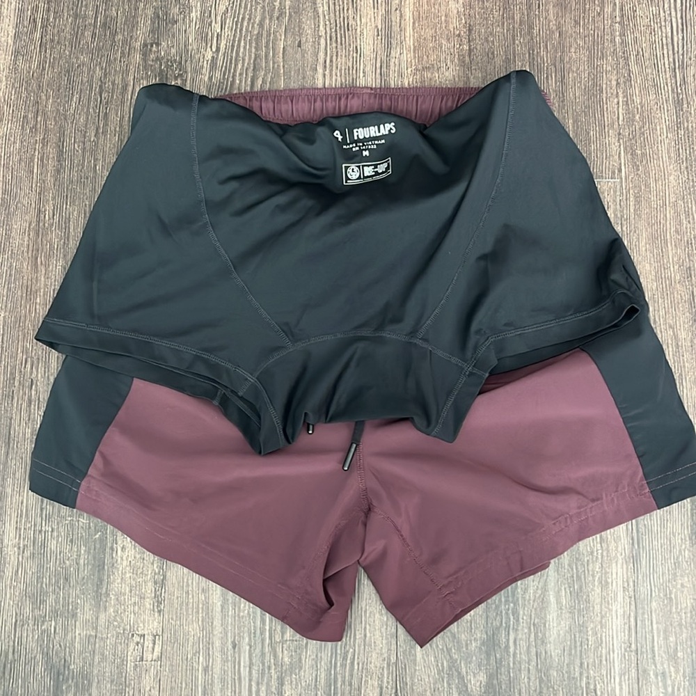 4 | FOURLAPS || MEN RUNNING SHORTS W/LINER || BURGUNDY AND BLACK - Picture 10 of 10